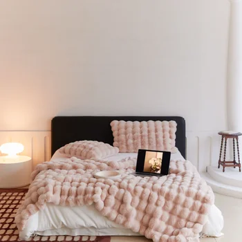 Луксозно одеяло от изкуствена кожа за топла зима, супер удобни завивки за легла, висок клас топло зимно одеяло спално бельо