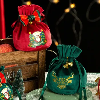 Малка чанта от кадифе съвсем малък Кутия в навечерието на Коледа Фланелевая Опаковане на бонбони, бисквити Шоколад Подаръчни пакети с Празнична опаковка на Едро