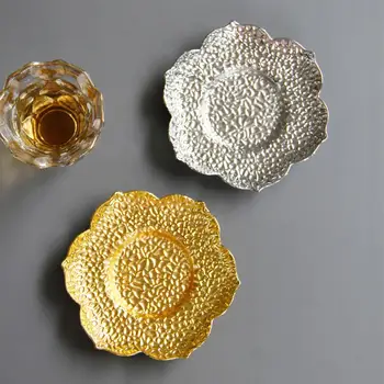 Метална подложка във формата на лотос в арабски стил с отпечатан във формата на цвете, Топлоизолационна поставка за чаши, малки чинии-чинии