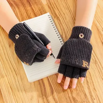Модни обикновена ветроупорен топли ръкавици с отворени пръсти, ръкавици половината пръст, плетени калъф за ръкавици, ръкавици за сензорен екран.