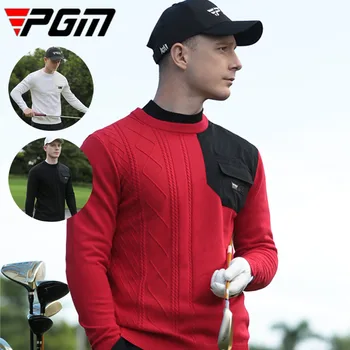 Мъжки флисовые ветроупорен блузи за голф PGM, Зимни мъжки ежедневни пуловер за голф с дълъг ръкав, есенни топли меки спортни ризи с джоб