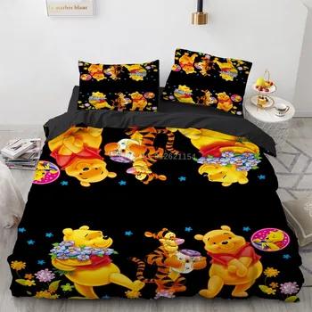 Набор от пододеяльников за пуховых одеяла Disney Winnie The Pooh Смешни Friends, комплект спално бельо за малки момчета и момичета, одеала, покривки, спално бельо