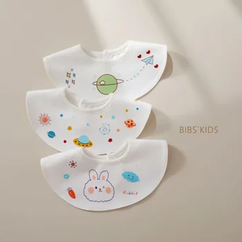 Нов Дизайн На Planet Baby Средна Круглости Кърпа От Слюнката Пролетно-Есенния Млечен Лигавник От Чист Памук, Отточна Тръба На Шарнирна Връзка С Лигавник