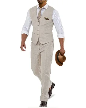 Нов прием на мъжки костюми, с V-образно деколте, телбод по поръчка на бала, всекидневни оборудвана смокинг, мъжко сако, жилетка + панталони от 2 теми