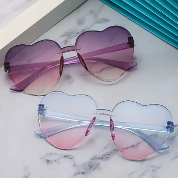 Нова корейска версия на детски слънчеви очила с персиковым сърце за възрастни, трендови слънчеви очила Baby Love, прекрасни слънчеви очила в ретро стил