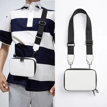 Нова мъжка чанта през рамо, бяла мини-чанта-плик, универсална мъжка чанта през рамо квадратна форма, чанти-незабавни посланици за мъже, дамски чанти-незабавни посланици