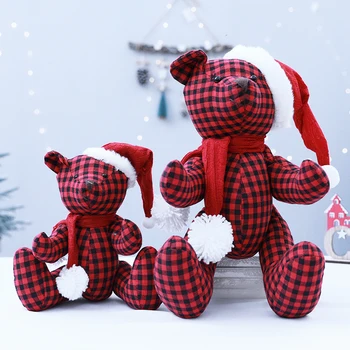 Новост в супер-мил червено-черно клетчатом старото плюшено мишке, мека играчка, кукла, подарък за рожден ден, Сватба Рождественском подарък, домашен декор