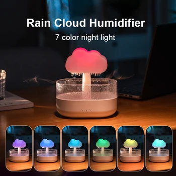 Овлажнител на Въздуха Rain Cloud Raindrop 7 Цветни Лампи Ароматерапия Етерично Масло Електрически Аромадиффузор USB Ултразвукова Спрей Въздух