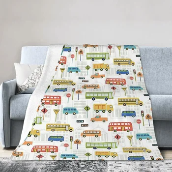 Одеяла за Автобусна Спирка Меки Топли Фланелен Плюшени Завивки за Легло, Кът за Пикник Пътуване Дома на Дивана