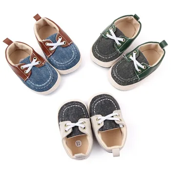 Парусиновая обувки за малки момчета с мека, противоплъзгаща подметка, пролет-есен, нови детски маратонки за новородено, бебешки креватчета за новородените, първите проходилки, детски маратонки