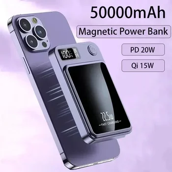 Преносим магнитен блок за захранване Macsafe капацитет 50000mAh, бързо безжично зарядно за iphone 12 13 14 Pro Max, допълнителен външен акумулатор