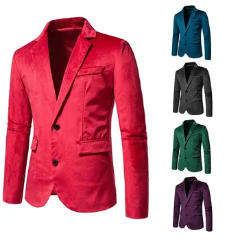 Пролет 2023, ново модерно Европейско и американско бархатное палто с V-образно деколте и с 2 копчета, костюми, сватбена рокля, мъжки
