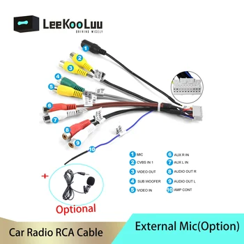 Радиото в автомобила Leekooluu с външния микрофон и адаптер за автомобил линеен изход 8 RCA е подходящ само за някои мултимедийни плейъри с Android