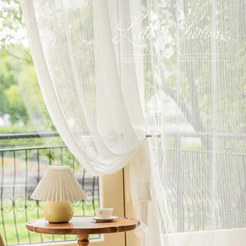 Рамкова Прозоречни Екрани за Дневната, Балкона, Дома, Модни Минималистичные Бели Дантелени Романтични Завеси За Пропускливост на Светлина