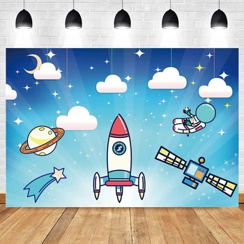 Рожден ден карикатура Yeele, Звезда, облак, ракета, на Фона на картина, като астронавти, Фотографски декори, декори за фото студио