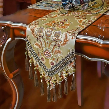Сверхдлинные Луксозни Жакард Дамасские покривки за маса с цветен модел и няколко четки за декор трапезария парти, банкет.