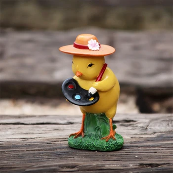 Скъпа Мультяшная Малка Жълта Птичка, Имитирующая Животни Декорации от смола, за Украса на подарък за детска градина Ръчно изработени