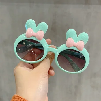 Сладки Мультяшные слънчеви очила с бантиком под формата на кроличьих ушек За момичета и момчета, за украса на улици, Красиви слънчеви очила за деца, модерни очила за деца