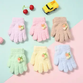 Топли детски плетени калъф за ръкавици с дебела любимец модел, Ветроупорен ръкавици за писане на целия пръст за момчета/момичета