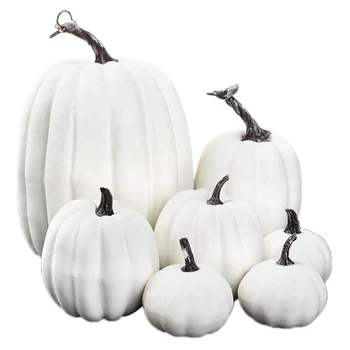 Украса от бяла изкуствена тиква за Хелоуин, Пенопластовая основа за работния плот, за украса за Хелоуин в Деня на Благодарността, 7 бр.