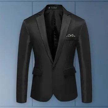 Уникална текстура Мъжки Лек Елегантен мъжки оборудвана сако с ревери и джобове за бизнес сватби, партита, черен, бял