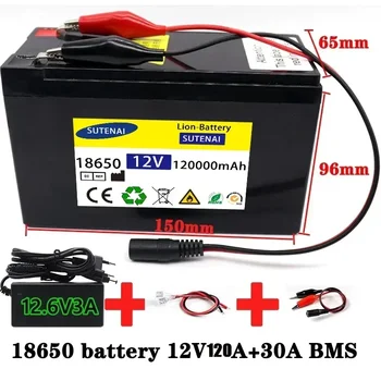 Усъвършенстване на литиево-йонна батерия 12V 120Ah 18650, вградена акумулаторна батерия BMS pack за слънчева енергия, батерия за электромобиля.
