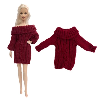 1 бр. Червена рокля-пуловер за Барби кукли, аксесоари за кукли, Вязаная дрехи, палто от чист памук, блузи, 11,5-инчов играчка за момичета