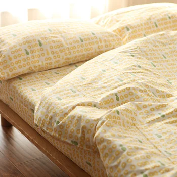100% Саржевый памук с принтом ананас, удобен комплект спално бельо, комплект пододеяльников, чаршаф кралски размери, чаршаф, стеганое одеяло, калъфка за възглавница