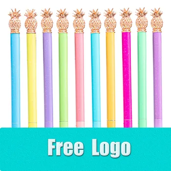 10шт Безплатно лого, Химикалка химикалка с ананас, бизнес подарък, Промоционални Дръжка за хотела, Метална дръжка с ананас, безплатни Луксозни химикалки