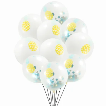 10шт Набор от балони с ананас, Хавай, Летен Комплект балони с пайети, Аксесоари за парти по случай рожден Ден, Латексови балони, декорация на партита (5шт)