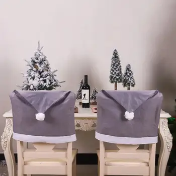 1БР Коледен калъф за стол Xams, капак за стола, шапка на Дядо Коледа, делото стола за коледна украса на празничната вечер в кухнята