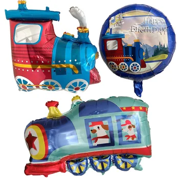 2 бр./компл. Движение на влакове, Въздушни балони от фолио, за украса на парти по случай рожден ден, Blue Steam, Подаръци за децата, Сувенири, аксесоари за декорация на детската душа.