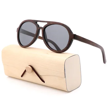 2023 Нови мъжки слънчеви очила Pilot, поляризирани висококачествени бамбукови слънчеви очила, мъжки очила с UV400 в дървена кутия