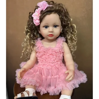 22-Цолови Кукли BebeFull Silicone Body Reborn Baby Бети Dolls Ръчно Рисувани С Вкоренените Волокнистыми Коса Princess Кукли За Момичета