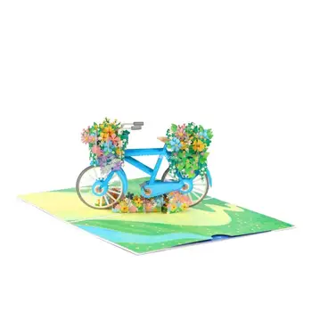 3D Изскачащи цветя, картичка за рожден ден, подарък за Годишнина, пощенска Картичка, на велосипед, Цветна сватбена совалка