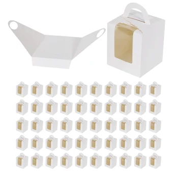 50 бр. единични кутии за кифли Бели индивидуални държачи за кексчета с прозорци за опаковане на печене
