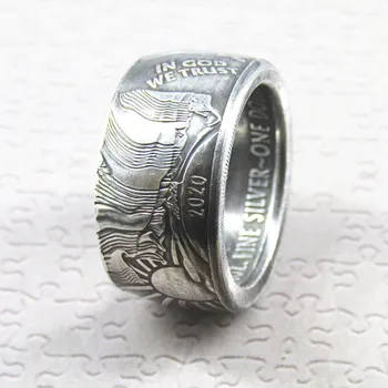 90% Сребро 2020 г., пръстен с монета в щатски долари, Размерът на 8-16 ръчно изработени