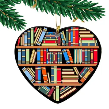 Bookshelf Коледен орнамент във формата на сърце Декорация за Коледната елха Украса за Коледно Украшение за една етажерка във формата на сърце