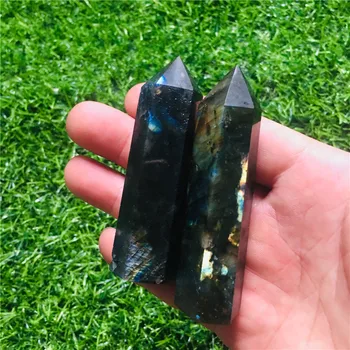crystal обелиск от естествен кварц 7-9 см, жезъл, точков, лечебен камък, 2 бр.