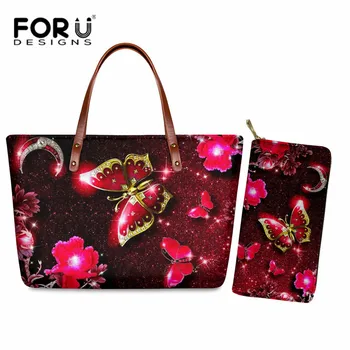 FORUDESIGNS/ Дамски Ежедневни чанта на рамото с Червена Папийонка и чантата в комплекта, Модни Чанти с върха на химикалка, портфейл Bolsa Feminina