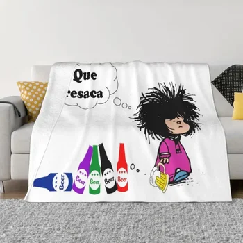 Mafalda Махмурлук Бирена Одеяла, Топли Фланелен Quino Карикатура Манга Наметала Юрган за Спалня Офис Покривки за легло
