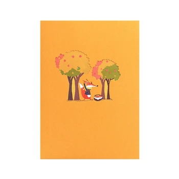 Q1QC Всплывающая картичка Harvest Forest Животни за Деня на Благодарността, 3D поздравителна картичка, забавен рожден Ден