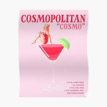 The Cosmopolitan Cocktail Плакат на Художественото оформление на стаите в Принт Съвременната Стенопис Стенни картина Декоративна живопис Ретро Къща Забавен и Без рамка
