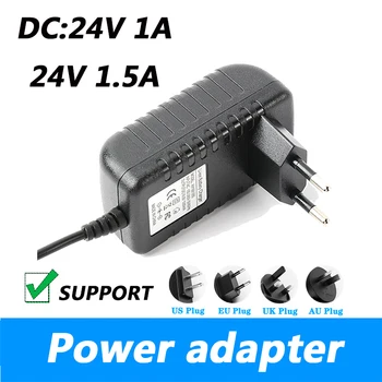 Адаптер за захранване на вентилатора DC 24V 24V 1A 1.5 A Зарядно UK Plug AU Plug 5.5*2.1 ММ Източник на захранване Трансформатор осветление AC100-240V