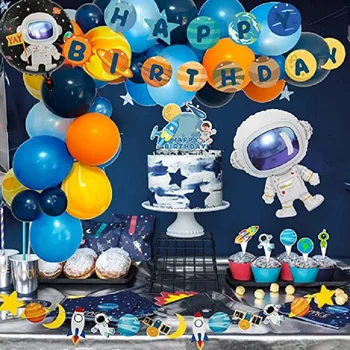 Аксесоари за парти по случай Рожден Ден в дълбокия космос на Астронавти на Земята от Планетата на Парти Торта Topper Венец Банер балони на Фона на Декор