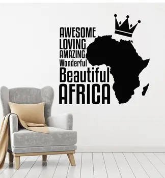 Винилови стикери за стена с карта, Красива карта на Африканския континент Африка Домашна стикер на стената Стенописи Модерни стикери за стена в стил ар-деко