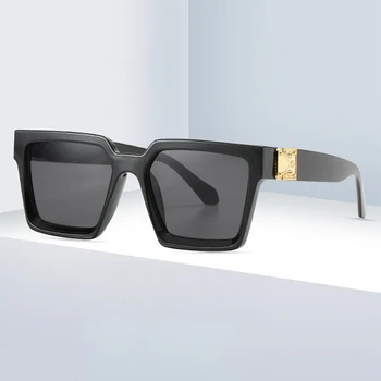 Висок клас дизайн на Слънчеви очила в квадратни рамки за мъже и жени Модерен Ретро тренд Лято За шофиране Черни слънчеви очила Унисекс