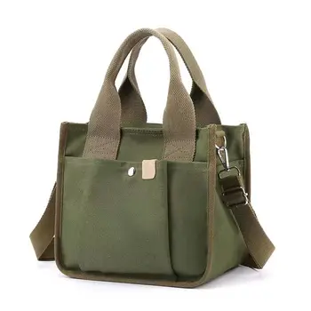 Висококачествени модни дамски холщовая чанта-тоут с многослойно джоб 2023 година, дизайнерски проста дамска чанта, диагонал чанти