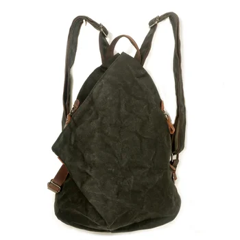Водоустойчив мъжки чанти от брезент с масло и восък в ретро стил за пътуване на открито, ежедневни училищна чанта за високо