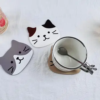 Възглавница за чаши сладък котка от 1 бр., нескользящая и защищающая от изгаряния, възглавница за чаши, възглавници за хранене
